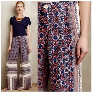 Elevenses Womens Multicolor Medallion Print Boho High Rise Wide Leg Yida Pants 0